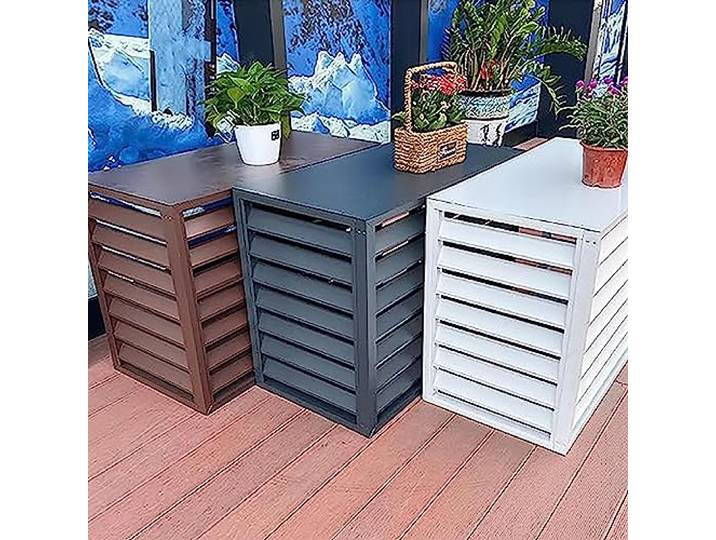 EYLINK Klimaanlage Abdeckung Sichtschutzzaun für Klimaanlagen und Wärmepumpen, Aluminium-AC-Abdeckungen für Außengeräte, Schutzgitter, Mülleimer-Abschirmung, B