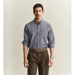 Gant für Herren. 3263003 Gestreiftes Popelinehemd in Blau (5XL), Lässig, Baumwolle, Langarm