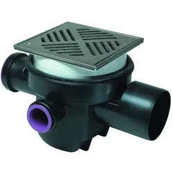 Kessel, Siphon, Universaler Kellerablauf DN 100 schwarz mit Rost 200x200