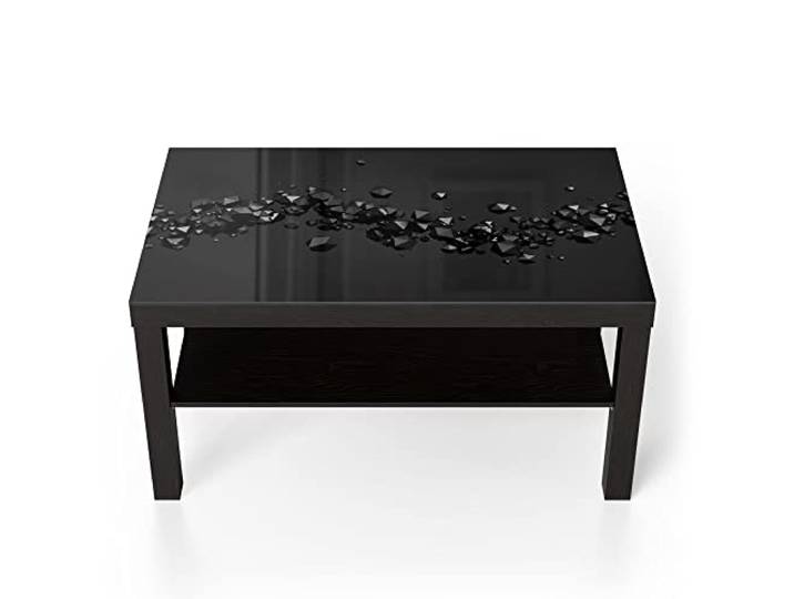 DEQORI Glastisch schwarz groß 90x50 cm Motiv Geometrische Kometen ausgefallener Beistelltisch aus Glas Hochglanz Couchtisch fürs Wohnzimmer moderner Couch Tisch mit Design