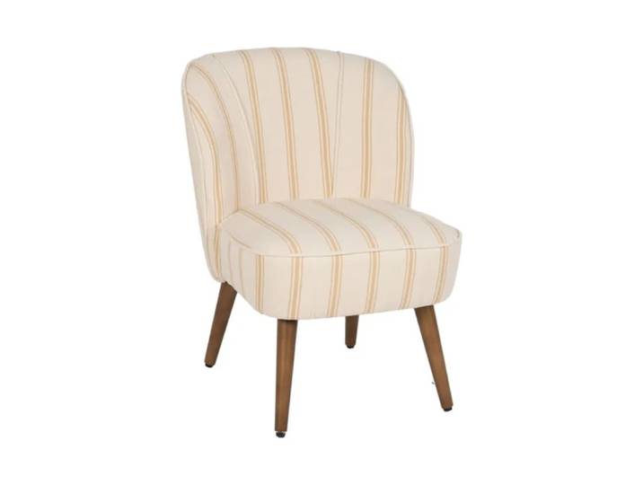 Fauteuil rayures miel bois hévéa confort