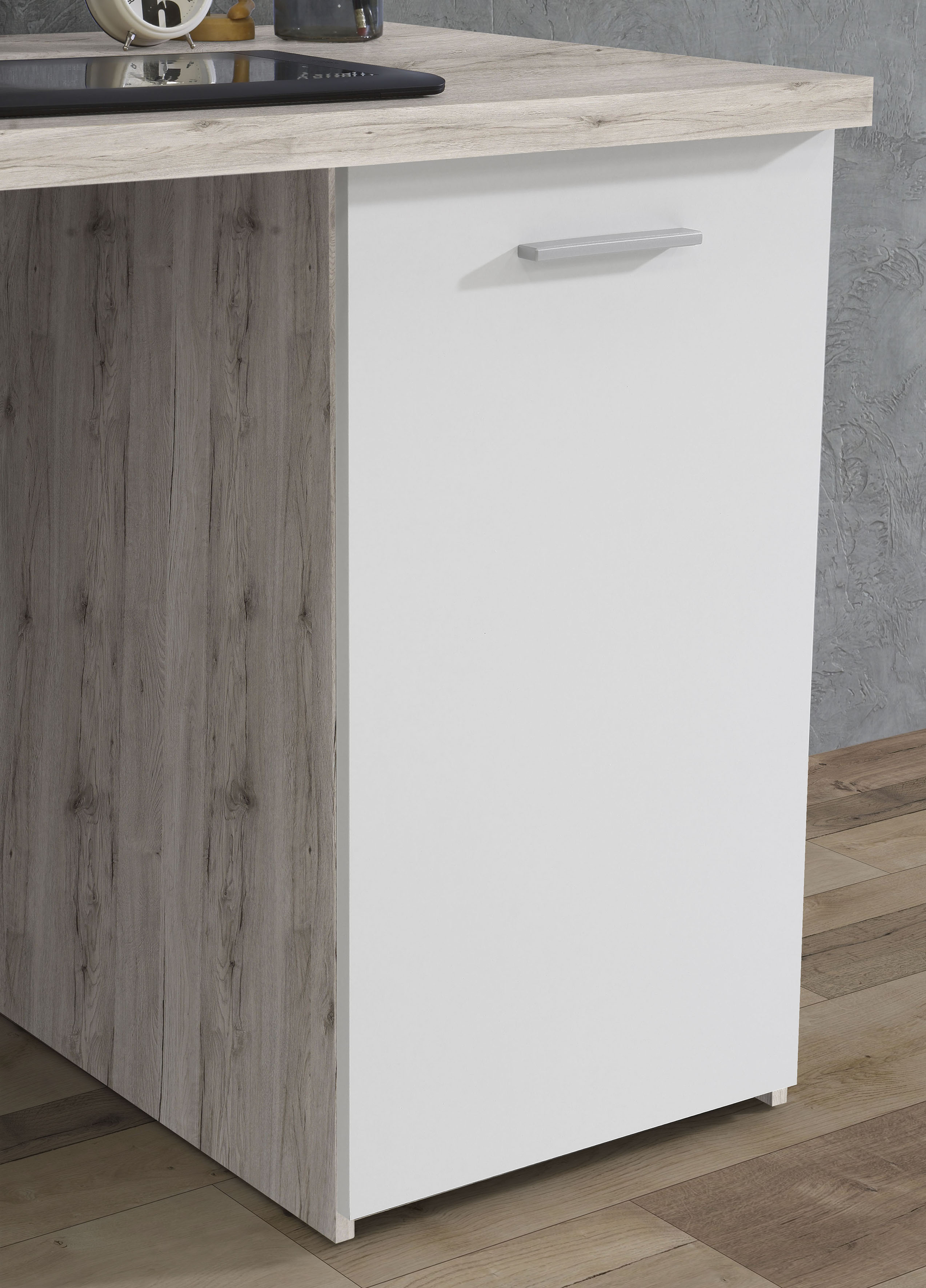 Schreibtisch FORTE "Netta", weiss (sandeiche, weiß matt, sandeiche, sandheiche), B:145cm H:76,3cm T:60cm, Tische, Schreibtisch, Breite 145 cm, mit Schubladen sandeiche, weiß matt, sandeiche, sandheiche B/H/T: 145cm x 76,3cm x 60cm