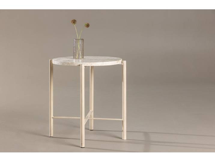 Couchtisch-Beistelltisch Sandelo - mit Tischplatte aus Stein - Ø 70 cm - Luxusbetten24