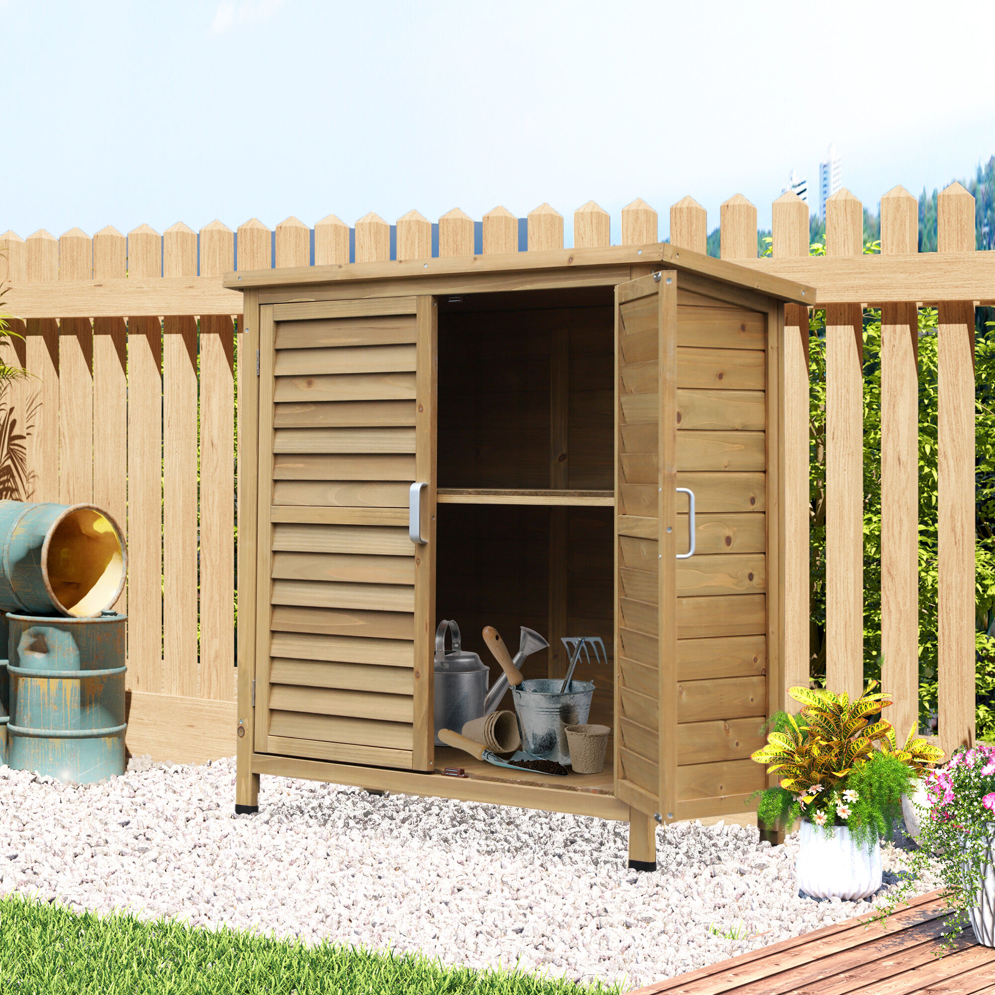 Altro Casetta Da Giardino In Legno Di Abete Con Tetto In Bitume Impermeabile, 87x46.5x96.5cm