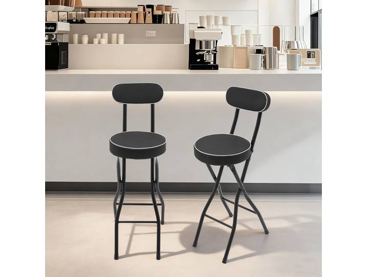 2 chaises hautes pliables, tabouret pliant portable rembourré, tabouret de bar de 25,6 pouces, tabouret de bar, tabouret pliable portable
