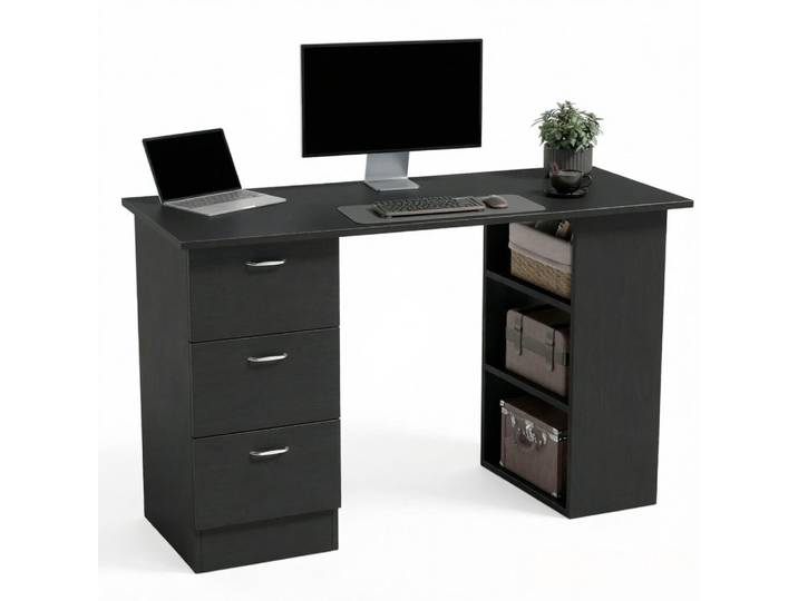 Gisaae Computertisch 120 x 49 x 72 cm mit flexibler Aufteilung, Schwarz, 120x72x49 cm, Büromöbel, Schreibtische, Computertische