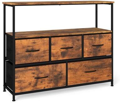 Costway TV Stand Dresser for 45 Inch TV 5 Fabric Drawer Entertainment Center-Brown