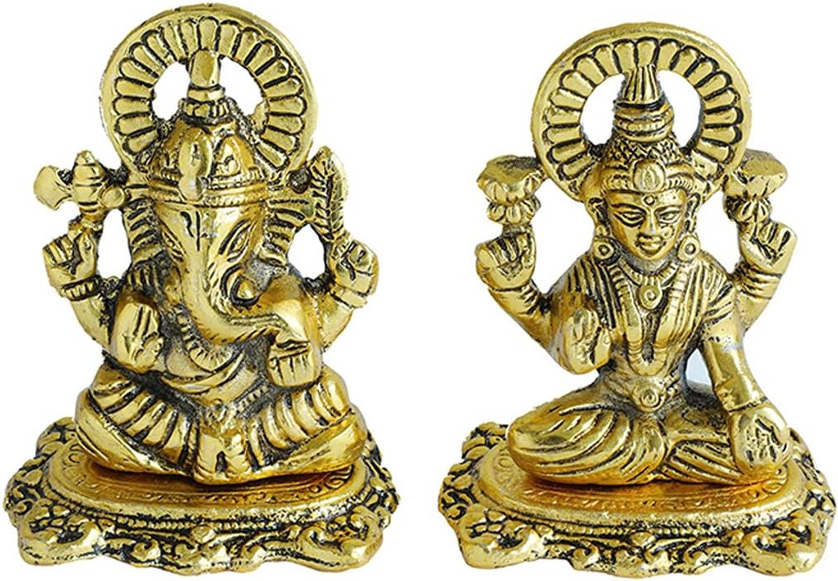 Ganesh Laxmi Statue Lord Ganesha Lakshmi Murti voor Puja in huis of tempel van ShopVlot