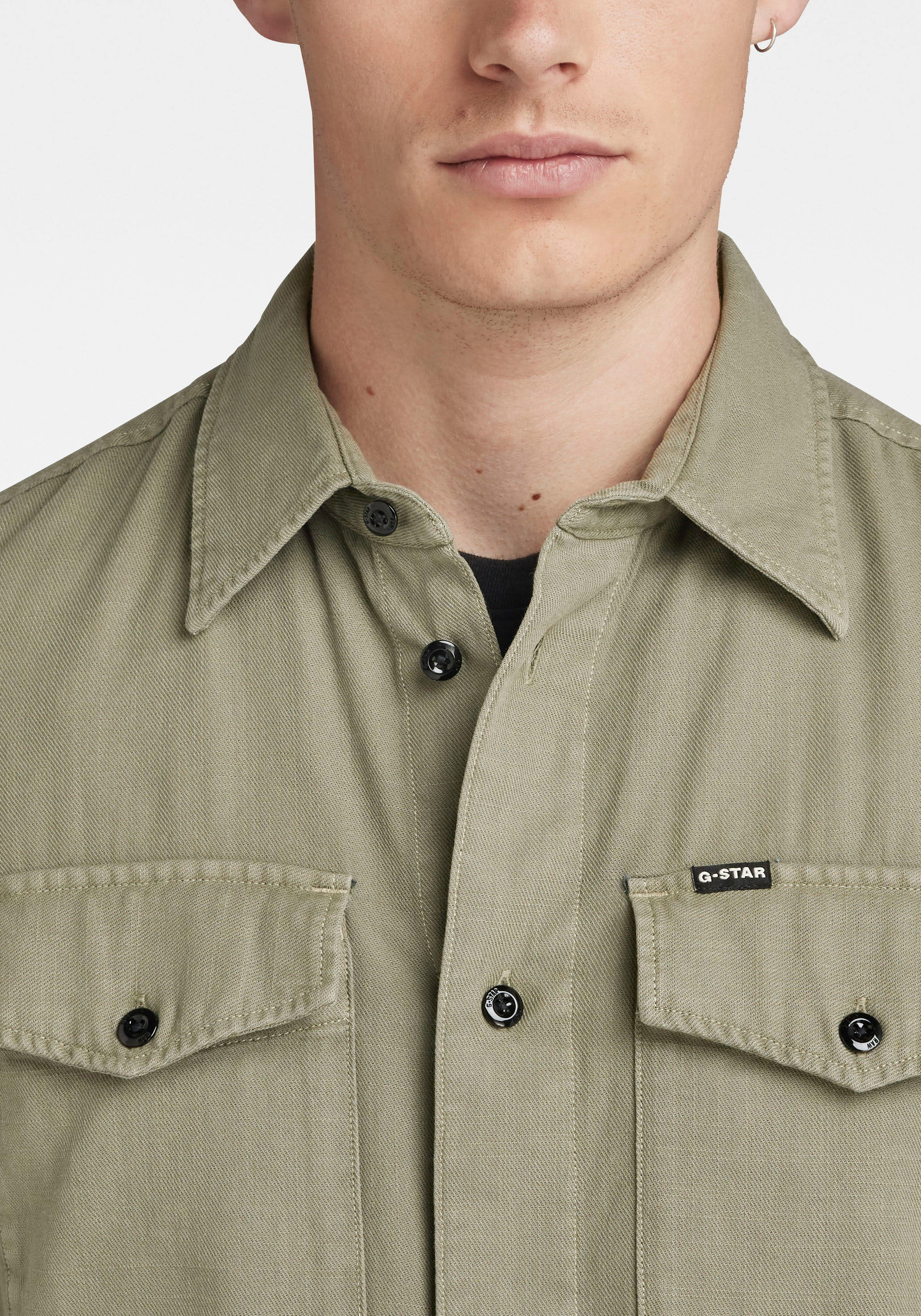 Jeanshemd G-STAR "Marine Slim", Herren, Gr. L, N-Gr, grün (shamrock gd), Web, Obermaterial: 100% Baumwolle, unifarben, slim fit, Hemden Jeanshemd, mit Pattentaschen