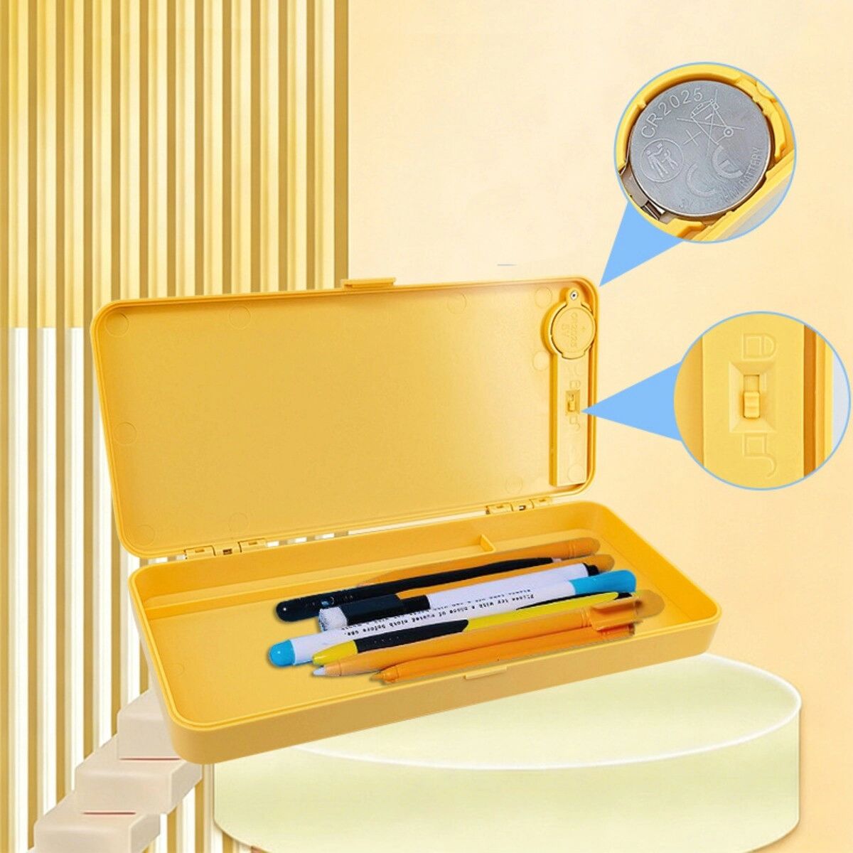 INF Wiederbeschreibbares LCD-Mäppchen mit augenschonendem LCD-Display, Ein-Knopf-Löschen, Sperre und integriertem Stifffach