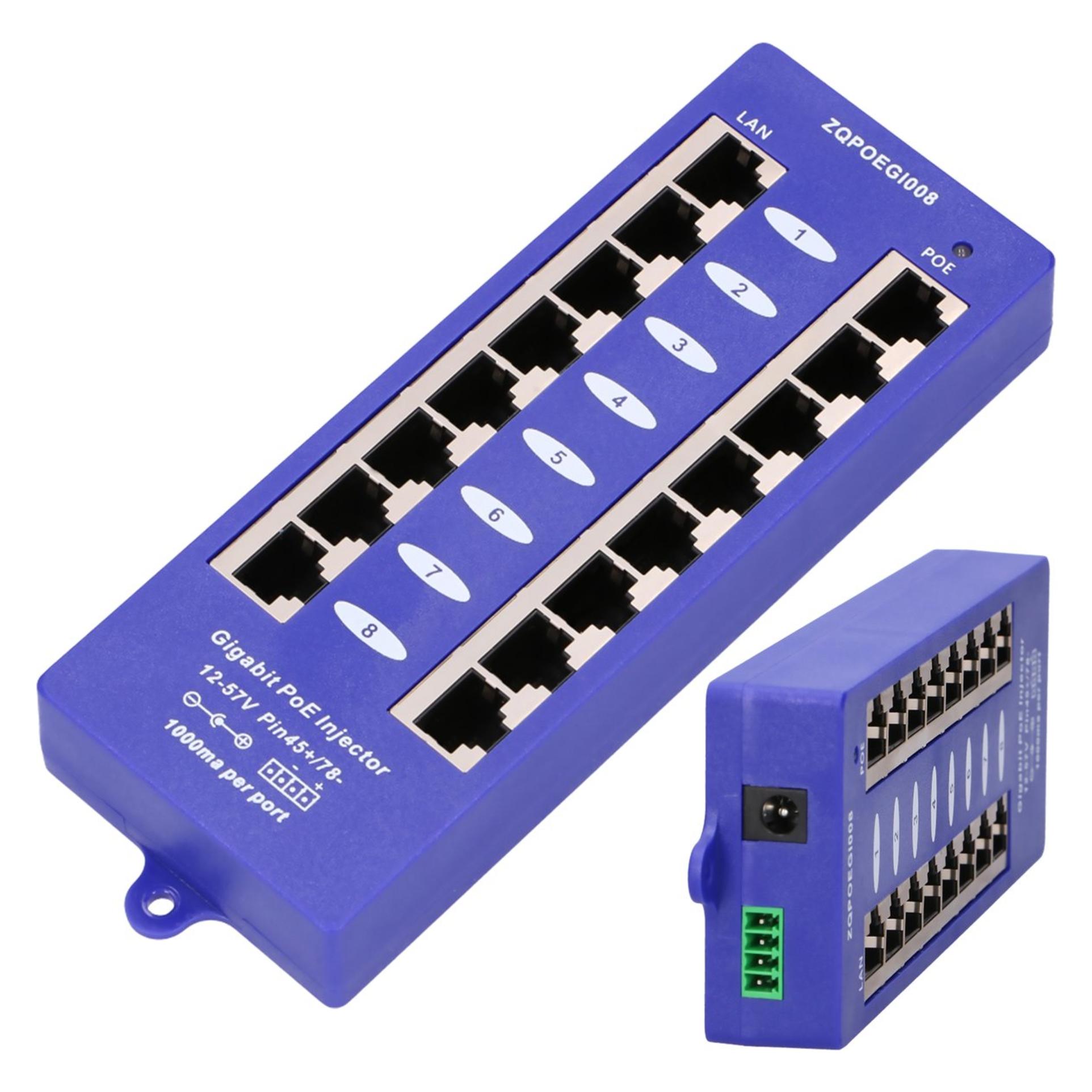 Extralink POE INJECTOR 8 PORT GIGABIT MODE B - - 8-Port Fast Ethernet, Gigabit Ethernet (802.3af (PoE), 80 W) (EX.6365)