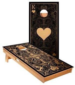 Skip's Garage King Of Hearts Cornhole Boards