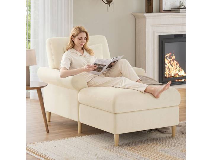 Fauteuil rembourré relaxant Fauteuil pliant Fauteuil lounge Fauteuil loon Beige Fauteuil de lecture confortable