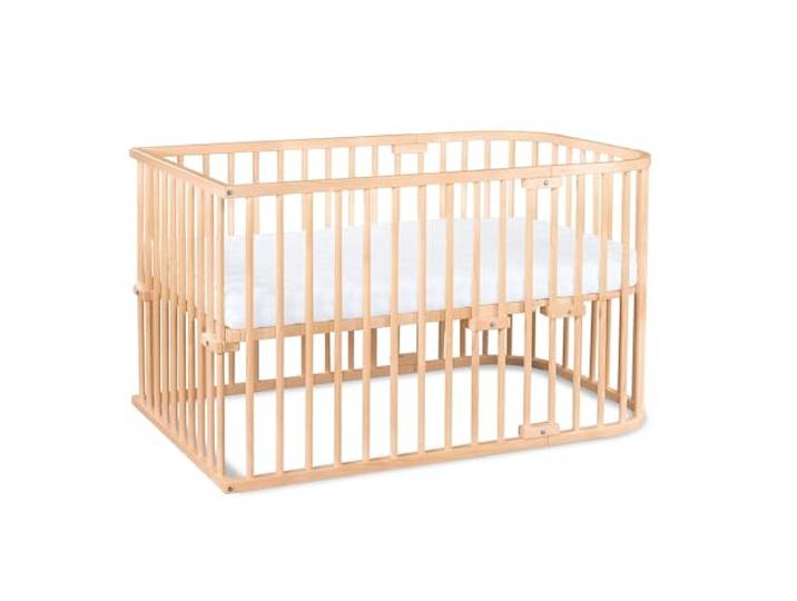 babybay Maxi extra großes Beistellbett aus massivem Buchenholz/Kinderbett Höhe stufenlos verstellbar & umweltfreundlich/Kinderbettset (Natur unbehandelt)