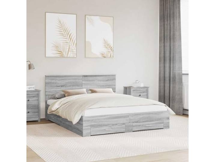 RJPLMFV Bettgestell Sonoma, Grau, 160 x 200 cm Mit Aufbewahrungsschubladen, inklusive Latten, modernes Design, einfache Pflege