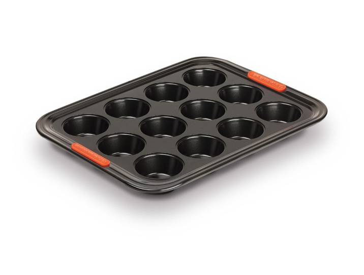 Muffinform LE CREUSET 12 Mulden , schwarz, L:40cm, Stahl, Küchenformen, Muffinform