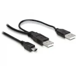 DeLOCK 2x USB2.0-A male / USB mini 5-pin USB Kabel 1 m USB A Mini-USB B Schwarz