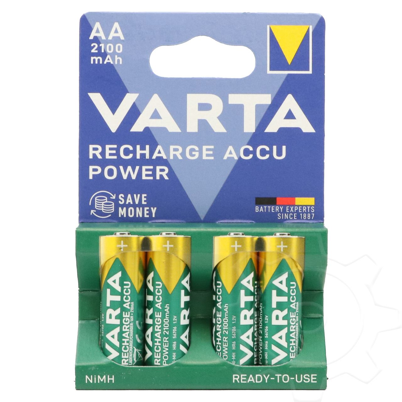 Varta Ready To Use HR6 Nickel-Metall-Hydrid AA Mignon Akku 2100 mAh 4er Pack
