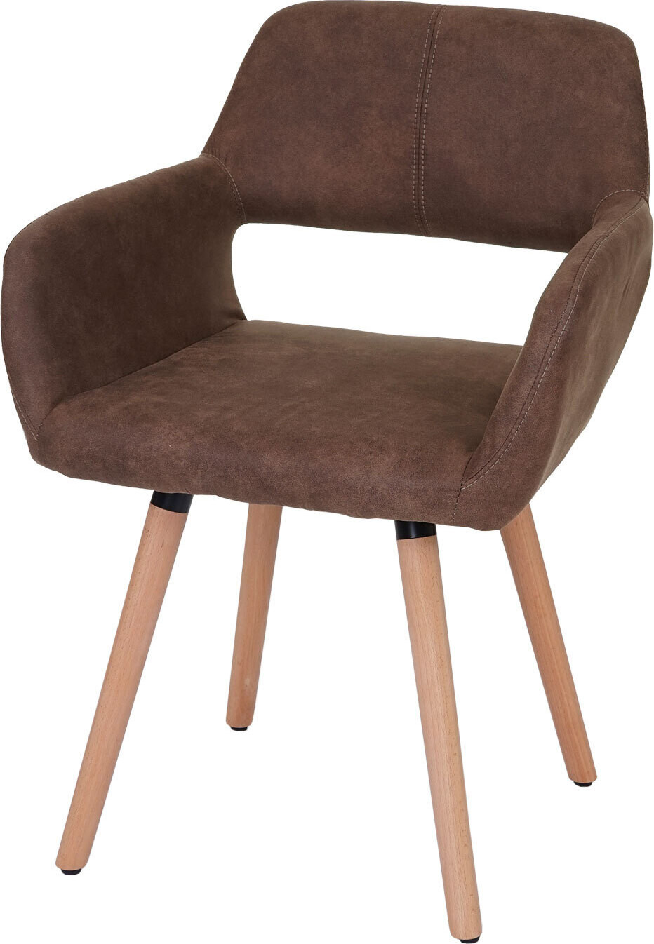 Mendler Eetkamerstoel HWC-A50 II, Retro Design, Bruin Textiel, Lichte Poten