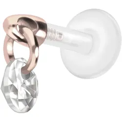 PTFE Labret mit Innengewinde + Titan-Aufsatz RUNDER KRISTALL