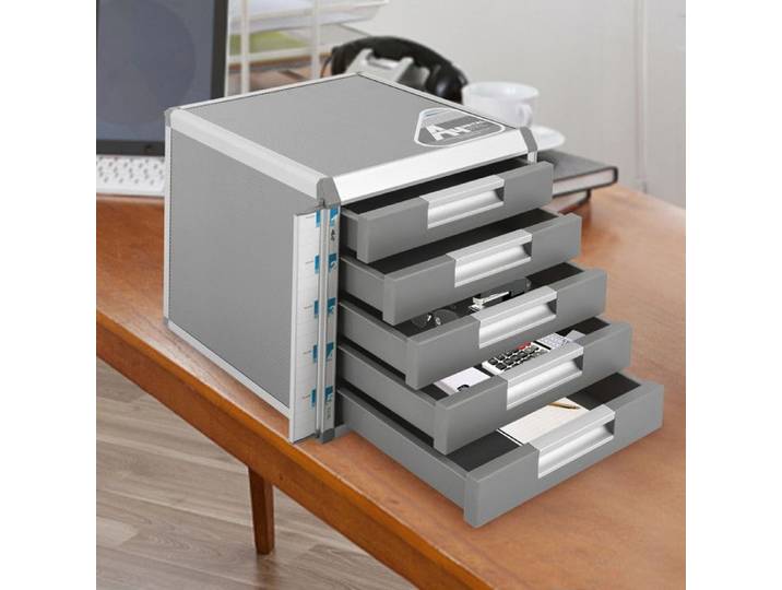 Boîte de rangement verrouillable en métal pour documents - En alliage d'aluminium - Armoire de bureau - Armoire en métal