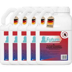 FUTUM 5x5L Schabenspray / Kakerlakenspray bekämpft Insekten, Eier, Larven, Insektenspray ohne Biozide auf Wasserbasis,  Sofortwirkung ohne Flecken