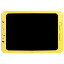 LogiLink LCD Kinderschreibtafel 19" – mit Whiteboard-Rückseite & Ständer, gelb, wiederbeschreibbar