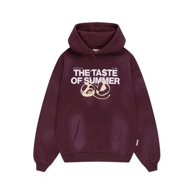Rundhalspullover ANOTHER COTTON LAB "Another Cotton Lab Taste of Summer Washed Hoodie", Herren, Gr. XS, lila (washed wine rot), 52% Baumwolle, 48% Polyester, mehrfarbig, normal, ohne Ausschnitt, Pullover Rundhalspullover