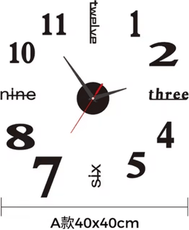 Uplift Curations Large 3D DIY Wall Sticker Clock Modern Frameless Silent Home Decor b black