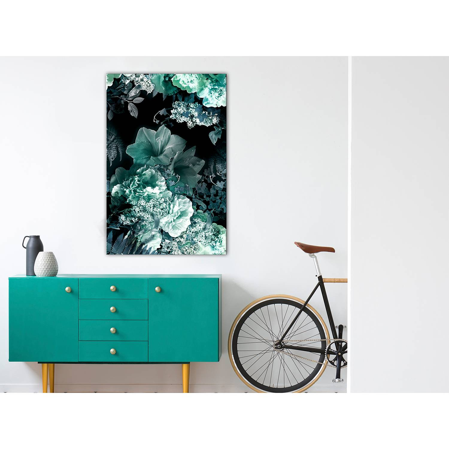 home24 Emerald Garden wanddecoratie, linnen groen, 40 x 60 cm