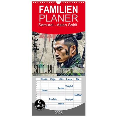 Familienplaner 2026 - Samurai - Asian Spirit mit 5 Spalten (Wandkalender, 21 x 45 cm) CALVENDO