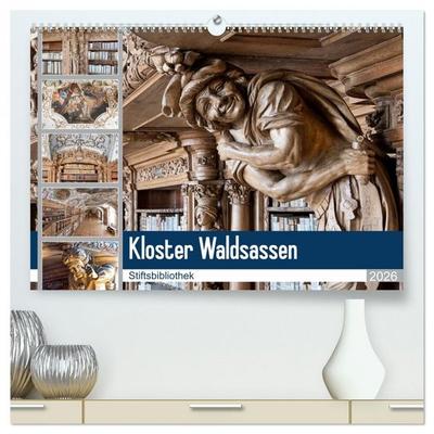Kloster Waldsassen Stiftsbibliothek (hochwertiger Premium Wandkalender 2026 DIN A2 quer), Kunstdruck in Hochglanz