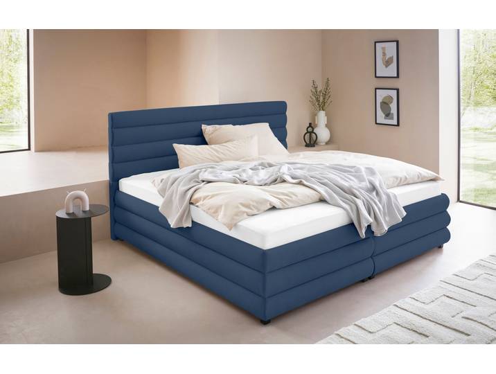 Polsterbett, 100% Polyester, Blau, 212×211 cm, Ohne Bettkasten, LeGer