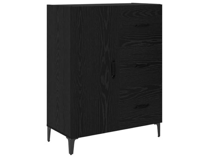 TEKGHUT Sideboard Schwarz Eichen-Optik 69,5 x 34 x 90 cm Holzwerkstoff Flächenbündige Türen, glatte Oberfläche, Schubladen und Fächer, Holzwerkstoff, brauner Farbton, Wohnzimmer, Esszimmer