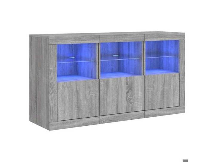 NOUVEAU Meuble buffet de salon - Buffet avec lumières LED - Sonoma gris - 123x37x67cm 60253