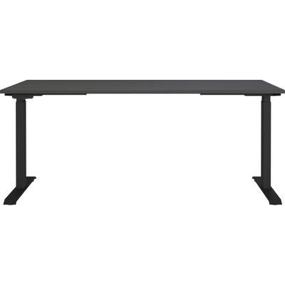 Schreibtisch GERMANIA "Lemont", grau (graphit, schwarz, graphit), B:180cm H:72cm T:80cm, Tische, Schreibtisch, Elektrisch höhenverstellbarer Schreibtisch