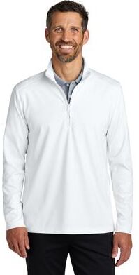 Port Authority K880 C-FREE Double Knit 1/4-Zip in White size XS   Polyester/Spandex Blend