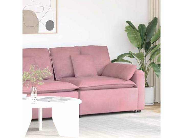 KFPOERTFGD Modulares Sofa mit Armlehne, Samt Wohnzimmer Couch Rosa Rechts oder links montierbar, Vielseitig kombinierbar, Stabiler Metallrahmen