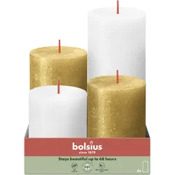 bolsius Adventskerzen Rustik - weiß|gold