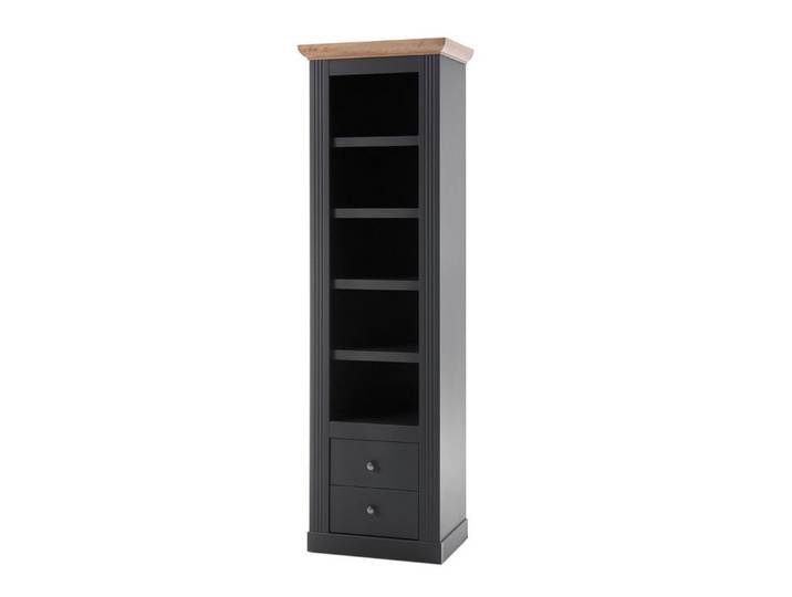Feldmann-Wohnen Regal Worcester, mit offenen Fächern, Einlegeböden, Schubladen 1-tlg., 61x42x202cm grau dunkel / Eiche Wotan mit Schubladen