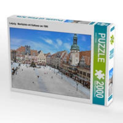 CALVENDO Puzzle Leipzig - Marktplatz mit Rathaus um 1900 2000 Teile Puzzle quer | 2000 Teile Lege-Größe 90 × 67 cm Foto-Puzzle für glückliche Stunden