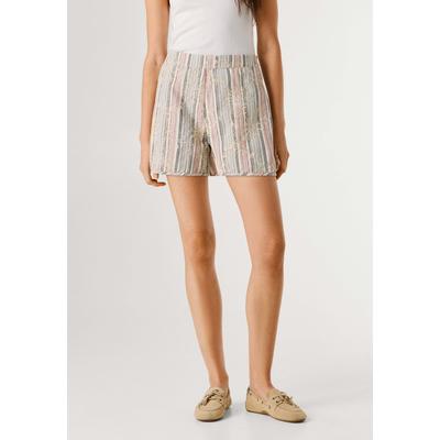 Shorts PEPE JEANS "shorts GENNY SHORT", Damen, Gr. M, bunt (weiß), 60% Baumwolle, 40% Polyester, Hosen Shorts