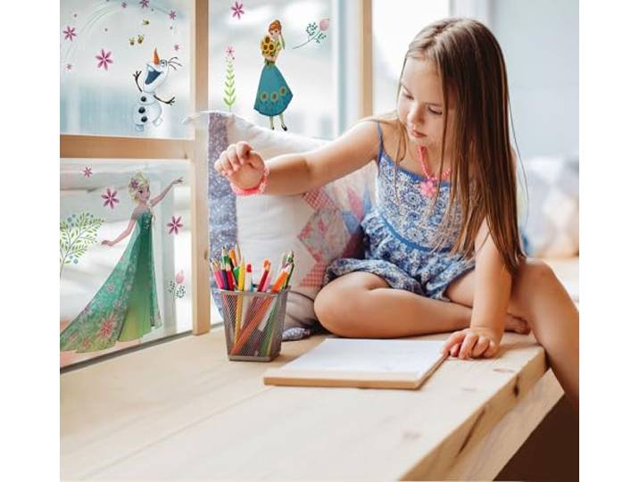 Disney Fenstersticker - Frozen Flower - Größe 30 x 30 cm, 2 Bogen - Kinderzimmer, Babyzimmer, Fensteraufkleber, Fensterbild