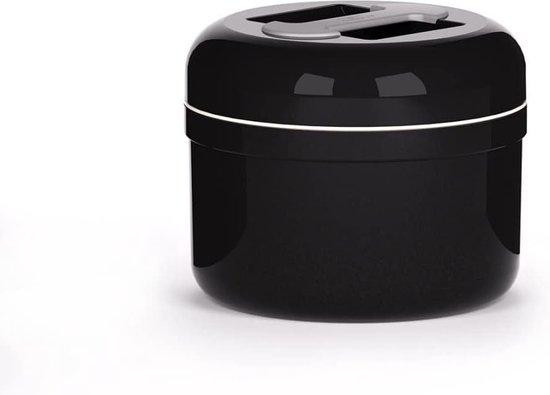 Geïsoleerde metalen koelbox met compartimenten en deksel, zwart-grijs