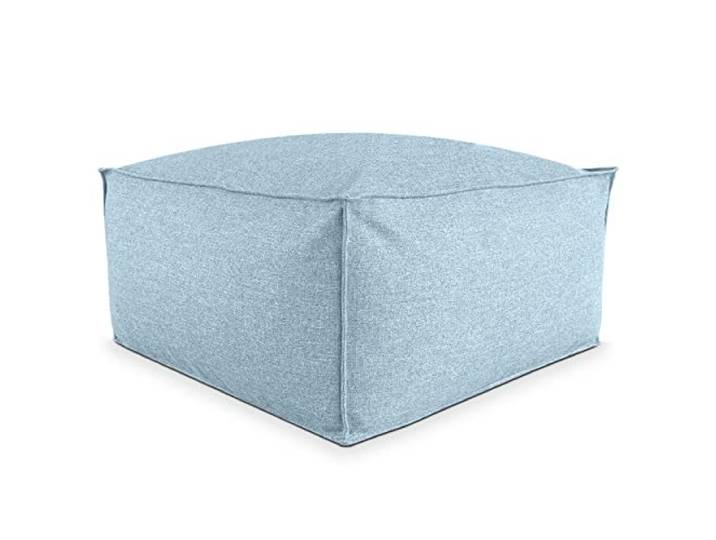 Deshome - Sitzhocker Sitzpouf Pouf 100x100x50 cm mit abnehmbarem Polster für Innen- und Außenbereich: Sitzpouf Design für Sofa, Wohnzimmer, Schlafzimmer, Sitzhocker, Light Pouf Pastellblau