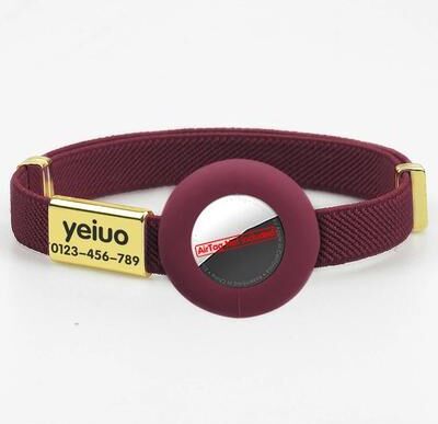 Uplifted Finds Guardian Track Elastic AirTag Safety Collar burgundy