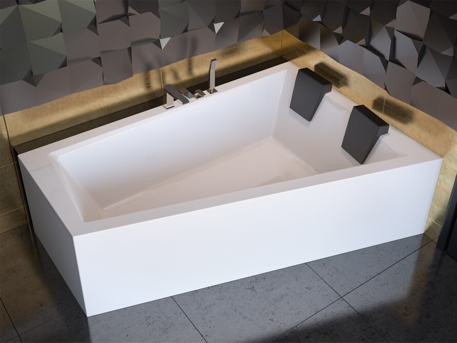 Badewanne INTIMA DUO RECHTS 180x125cm mit Füßen , mit Siphon (ohne Schürze) , für zwei Personen