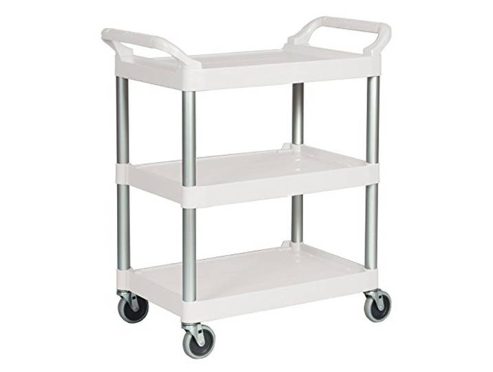 Rubbermaid Commercial Products FG342488OWHT Servicewagen aus Kunststoff, 3 Böden, Grauweiß