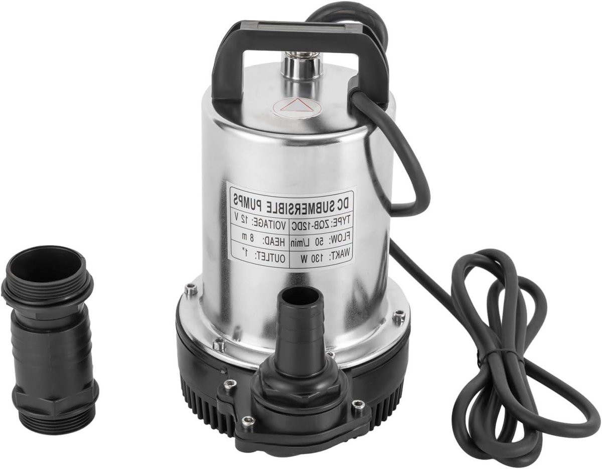 Zilveren Roestvrijstalen Dompelpomp van 160 W en 12 V voor Accu