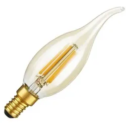 SPL | LED Filament | Kleine Fassung E14 | Kerzenlampe mit Spitze | Hell | Gold | 4W | Dimmbar
